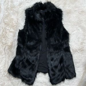 White House Black Market faux fur vest in black